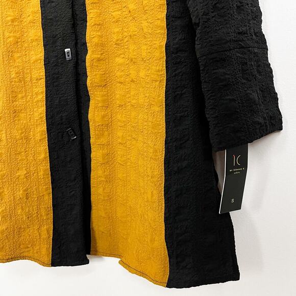 NWT IC by Connie K Button Front Color Block Tunic Top Yellow Black Small Career - Picture 5 of 10